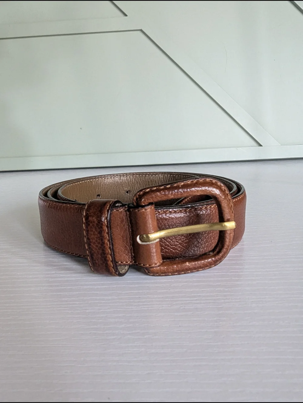 Bally Brown Leather Belt with Gold-Tone Buckle